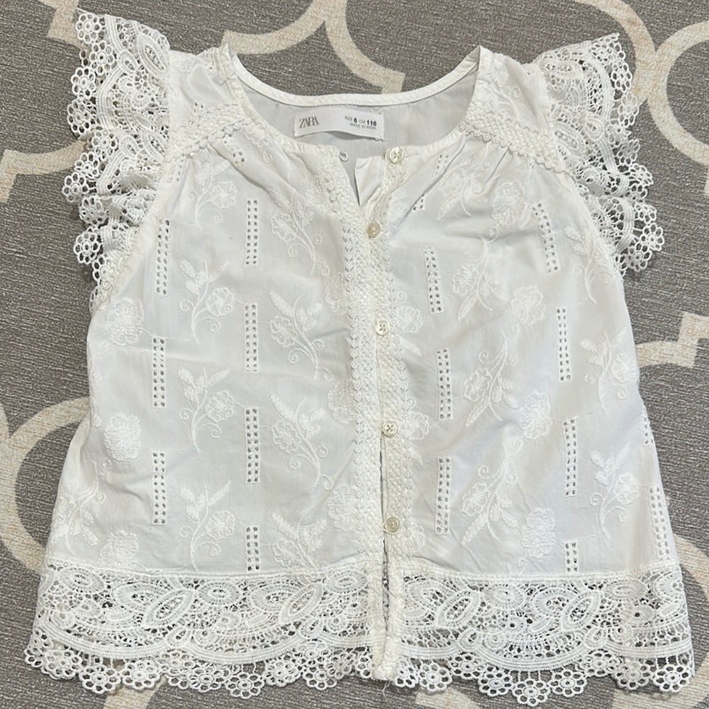 Zara White Lace Top